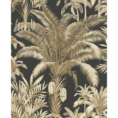 Tropical Palm Beach Prepasted Ironwork & Taupe Wallpaper